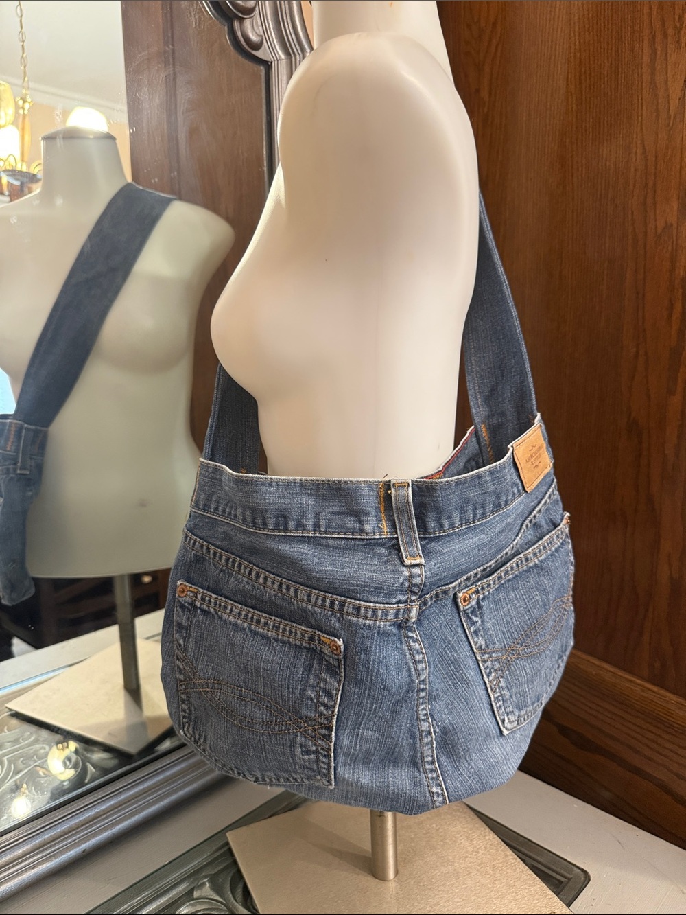 Abercrombie & Fitch Denim Recycled Jeans Shoulder Bag in Blue